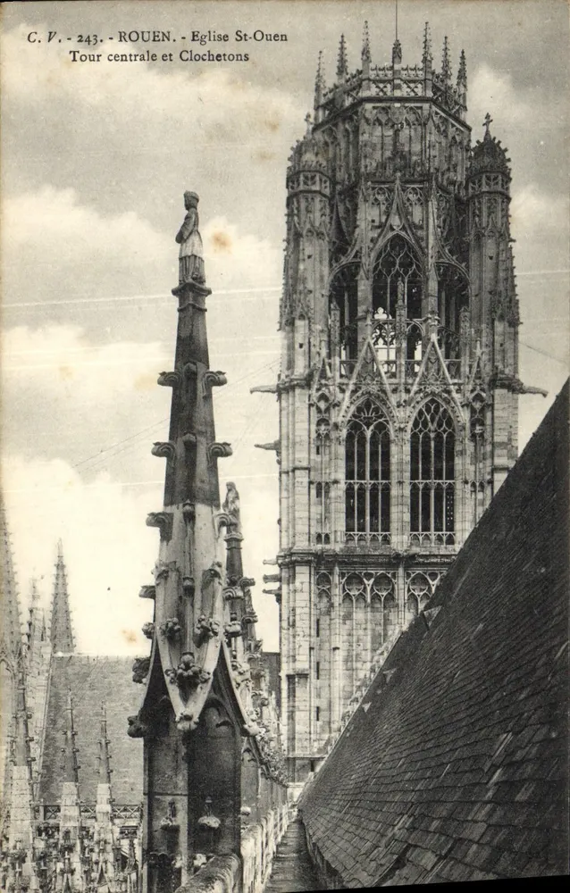 Rouen - Kirche St-Ouen - Zentrale Turm und Glockentürme - Vorderseite