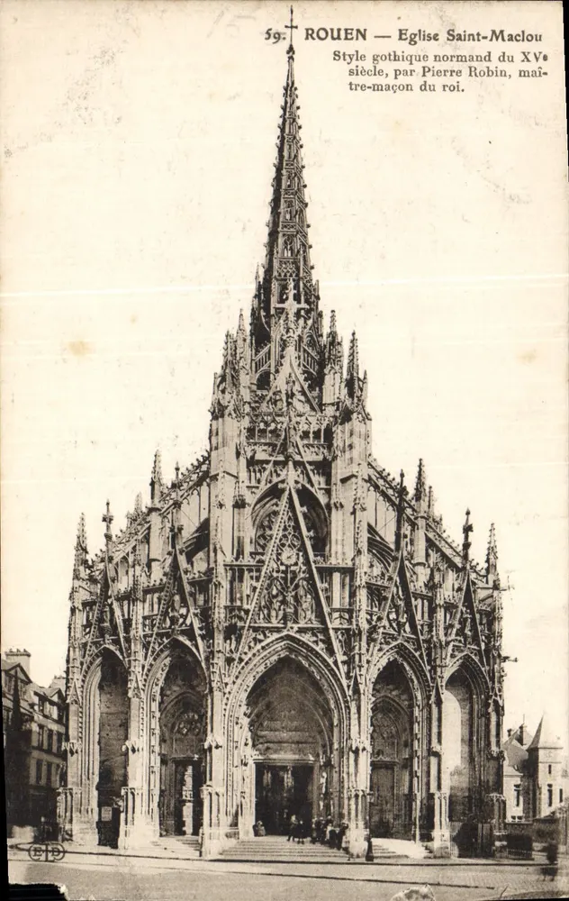 Rouen — Igreja de São Maclou — Estilo gótico normando do século XV, por Pierre Robin, mestre pedreiro do rei - Frente
