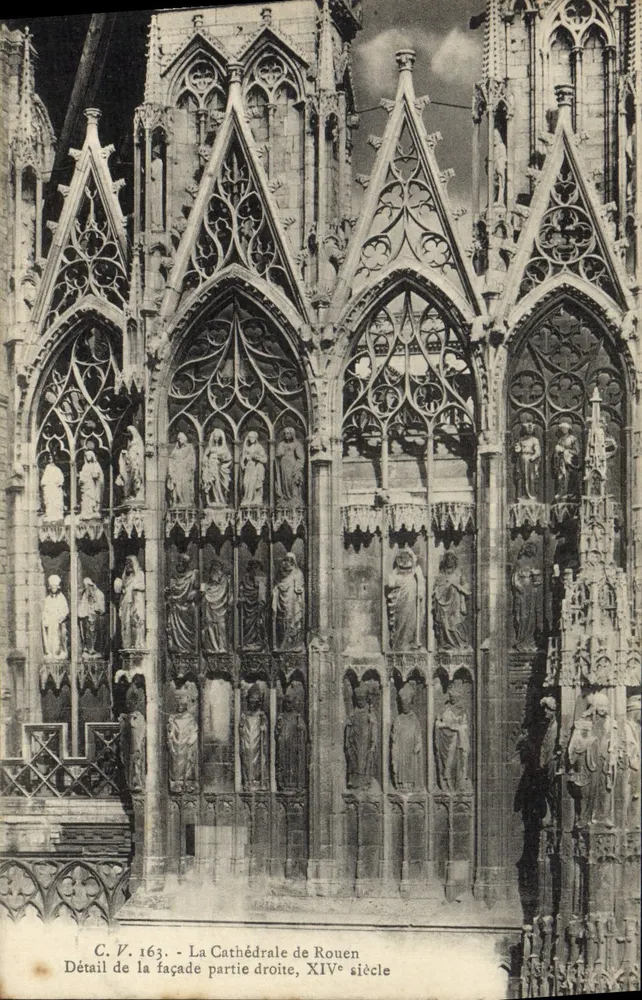 Kathedrale von Rouen — Detail der rechten Seite der Fassade, 14. Jahrhundert — C.V. 163 - Vorderseite