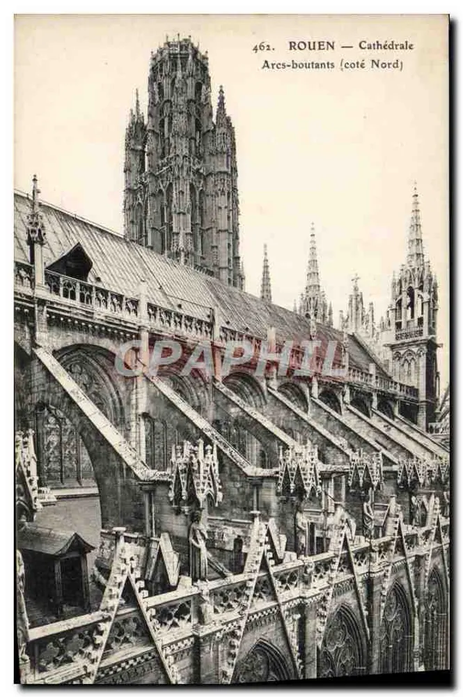 Rouen — Catedral — Arcos de contraforte (lado norte) - Frente