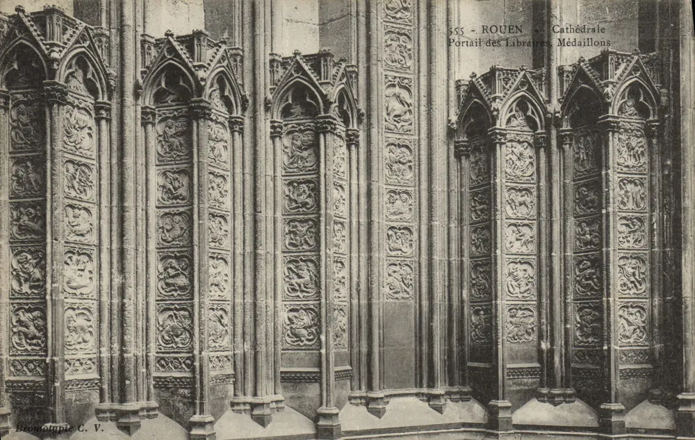 Rouen - Kathedrale - Portal der Buchhändler, Medaillons - Vorderseite