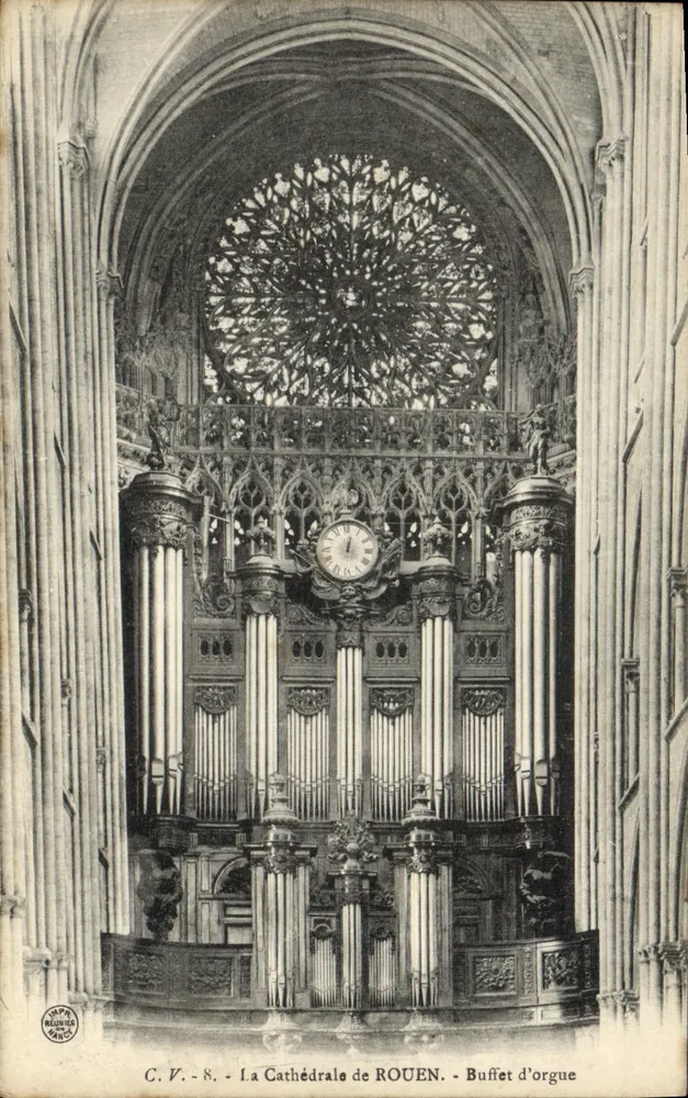 La Cathédrale de ROUEN — Buffet d'orgue — C. V. - 8 - Éditeur C. V. - Imprimé sur la carte - Frente