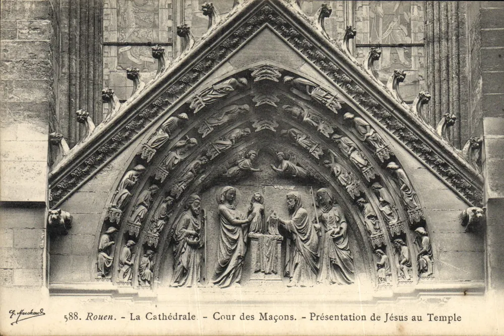 Rouen - Die Kathedrale - Cour des Maçons - Darstellung des Jesuskindes im Tempel - Vorderseite