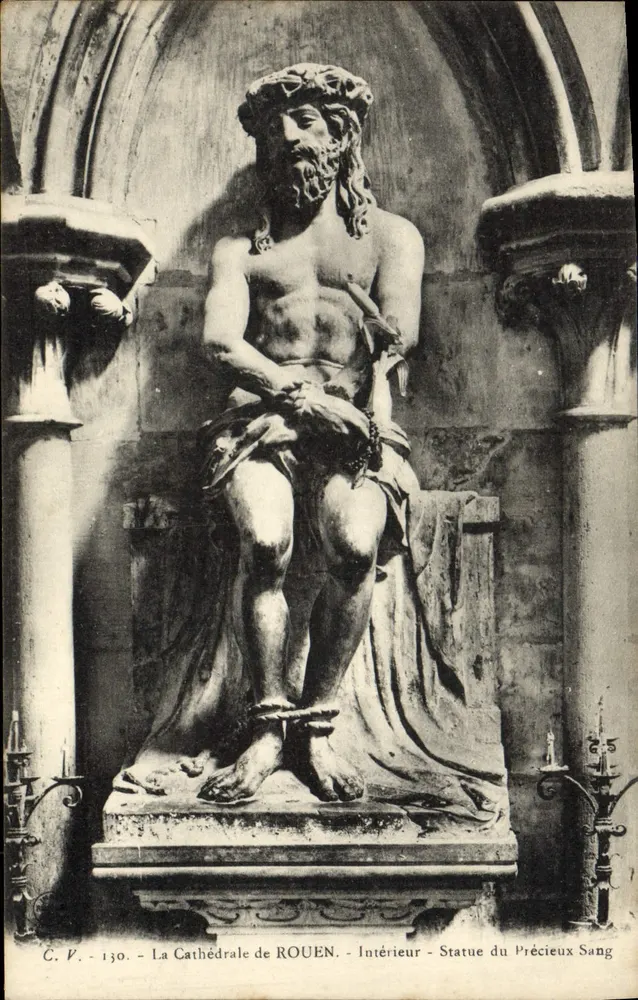 Die Kathedrale von ROUEN — Innenraum — Statue des Blutigen Sakraments — C.P. - 130 - Vorderseite