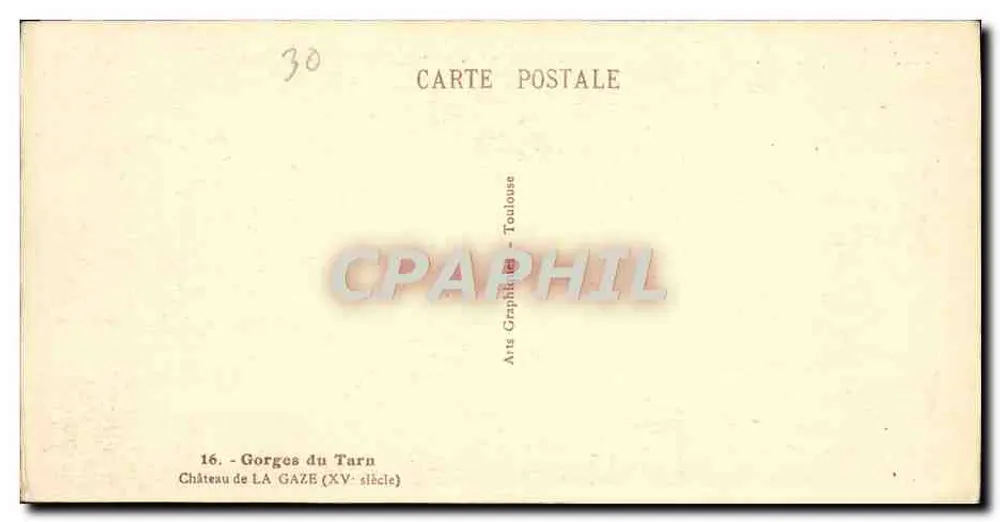 Château de La Gaze — Gorges du Tarn — éditeur ARGERA - Achterkant