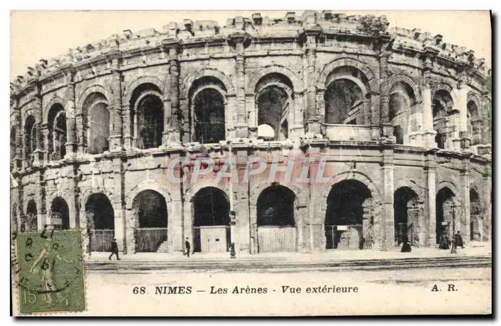 Nîmes — Die Arenen — Außenansicht — A.R. n°68 - Vorderseite