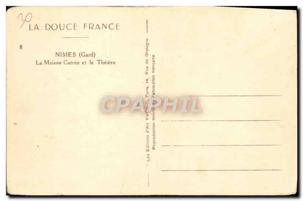 Nîmes — La Maison Carrée et le Théâtre — Les Éditions d'Art Yvon, Paris - Rückseite