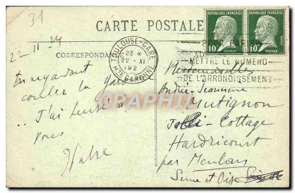 Toulouse - La Chaussée de Tounis — Verlag Béhédou Jervant, n° 141 - Rückseite