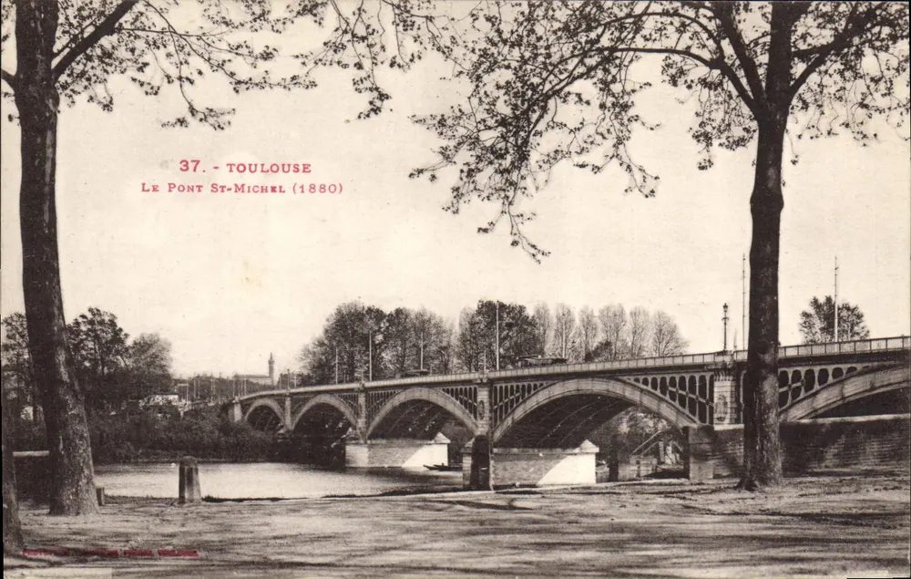 O Ponte Saint-Michel — Toulouse (1880) — editor não identificado, n° de série 37 - Frente