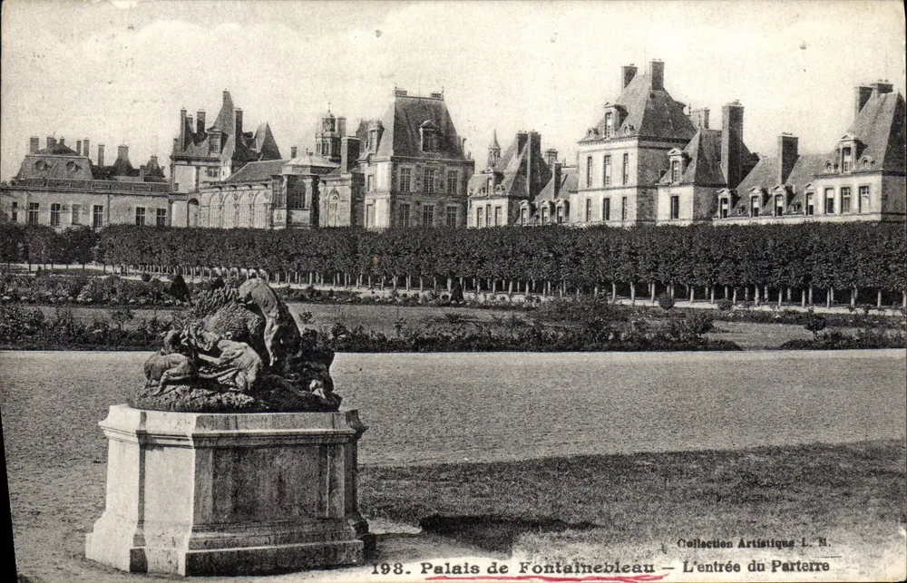 Schloss Fontainebleau — Der Eingang zum Parterre — Künstlerische Sammlung L. M. n°198 - Vorderseite