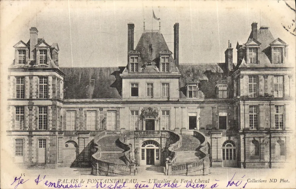 Schloss Fontainebleau — Die Eisenpferdestiege — Sammlung ND Phot. - Vorderseite