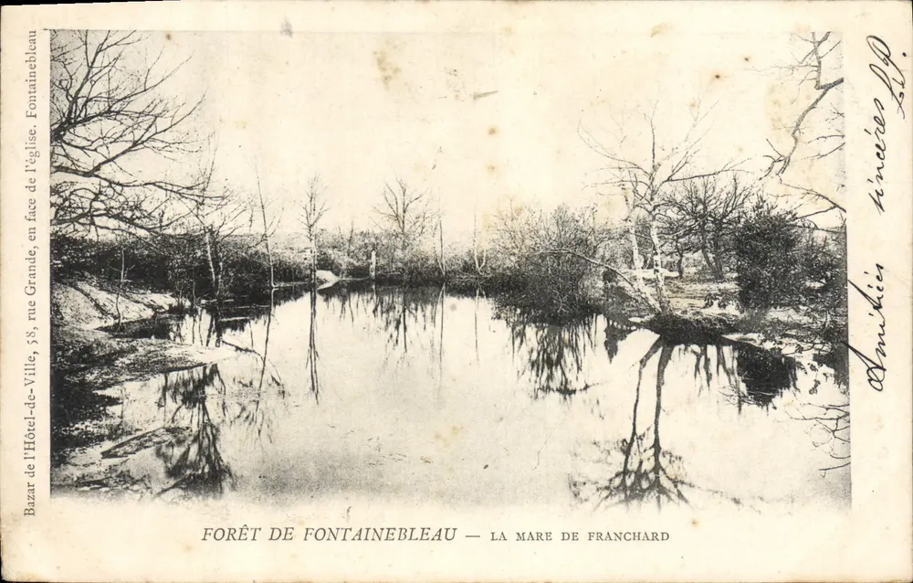 Forêt de Fontainebleau — La Mare de Franchard — éditeur Bazar de l'Hôtel-de-Ville, 58, rue Ville-de-Ville - Vorderseite