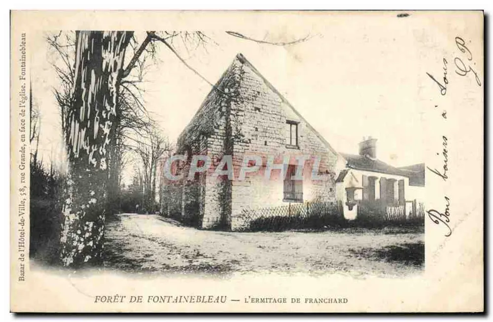 Wald von Fontainebleau — Das Hermitage von Franchard — Verleger: Bazar de l'Hôtel-de-Ville, 18, rue Grande - Vorderseite
