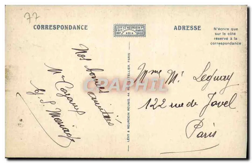 Fontainebleau — Das Schloss und der Karpfenteich — Verlag Levy & Neurdein, Nr. 3 - Rückseite