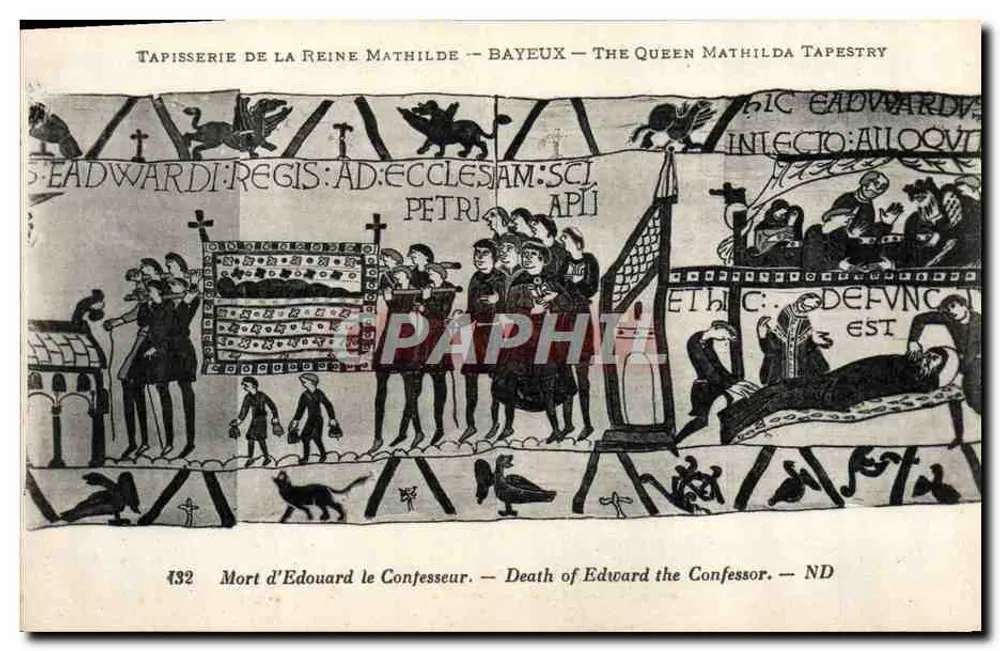 Tod des Eduard des Bekenner — Tapisserie der Königin Mathilde — Bayeux - Vorderseite
