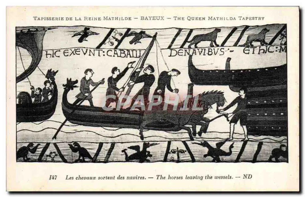 Pferde verlassen Schiffe — Tapisserie der Königin Mathilde — Bayeux - Vorderseite