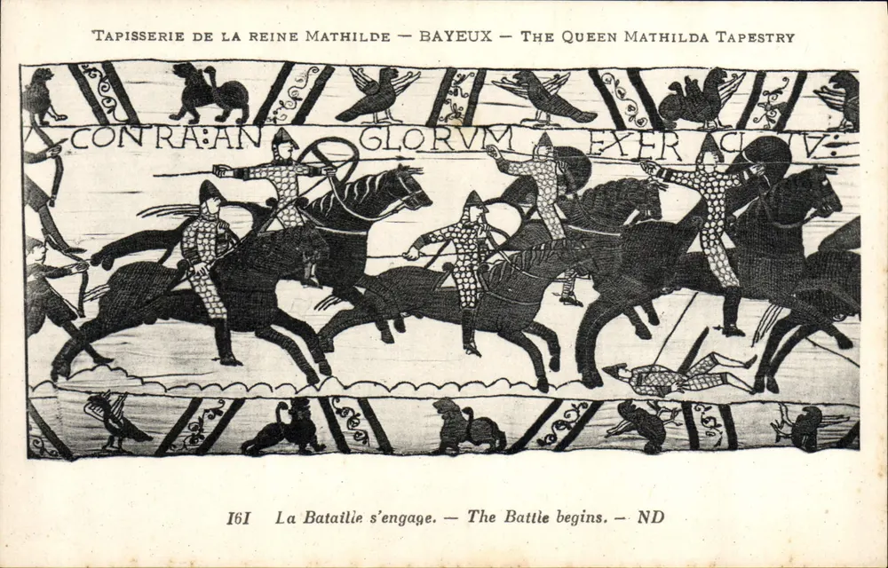 Tapisserie der Königin Mathilda — Bayeux — Die Tapisserie der Königin Mathilda — Der Kampf beginnt - Vorderseite