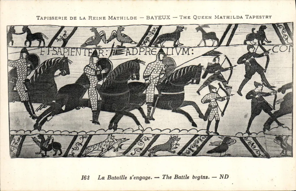 Tapisserie der Königin Mathilde — Bayeux — Die Tapisserie der Königin Mathilde — Der Kampf beginnt - Vorderseite