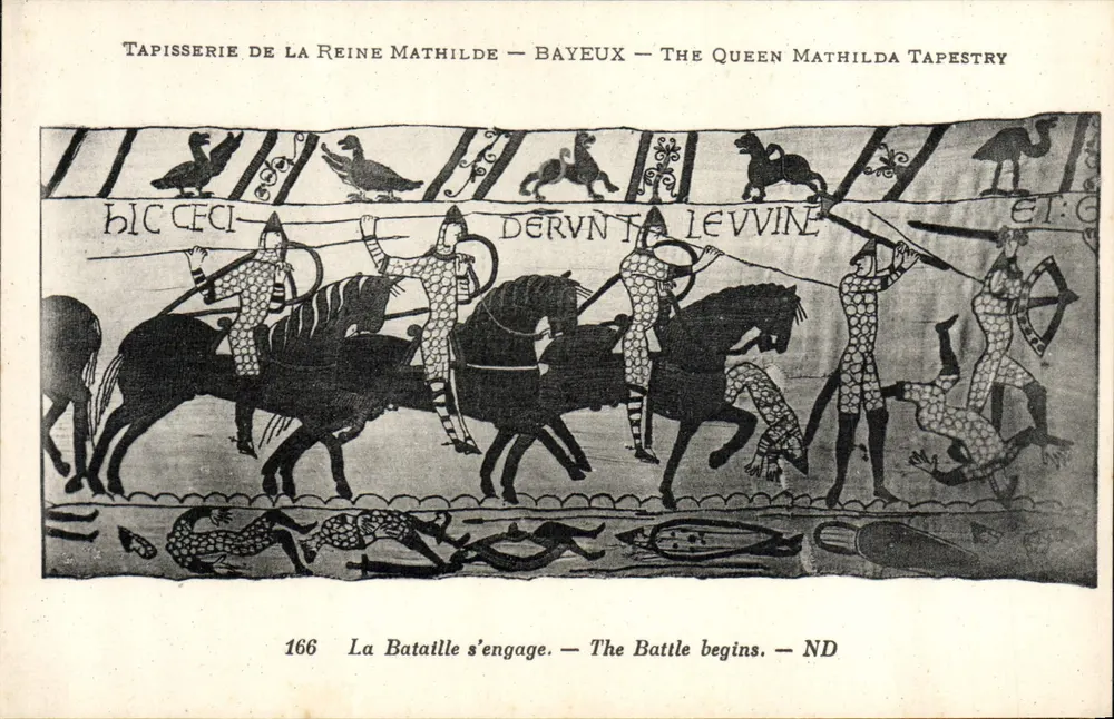 Tapisserie der Königin Mathilde — Bayeux — Die Tapisserie der Königin Mathilde — Der Kampf beginnt - Vorderseite
