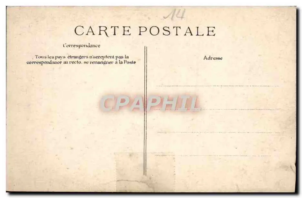 La Falaisienne — scène de nuit avec lanterne — C. Jeanne, édit.-phot., Falaise, déposé - Verso
