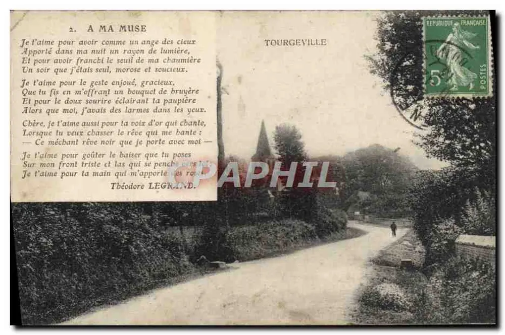 Tourgeville — Poema 'A ma muse' — André Burgun, editor em Caen - Frente