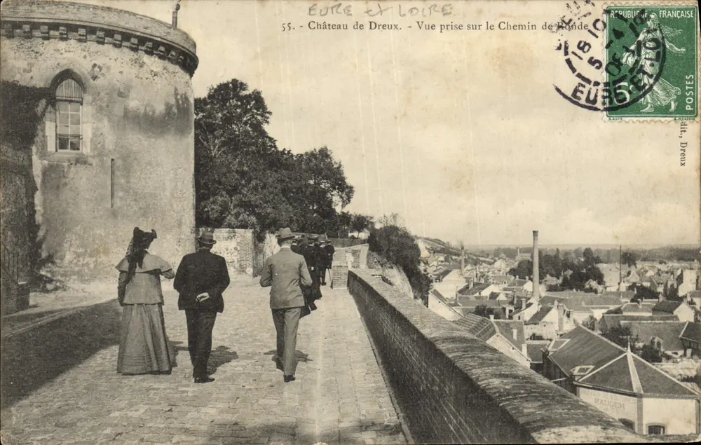 Château de Dreux — Vue prise sur le Chemin de Ronde — Eure et Loire, éditeur ill. Dreux, n° 55 - Vorderseite
