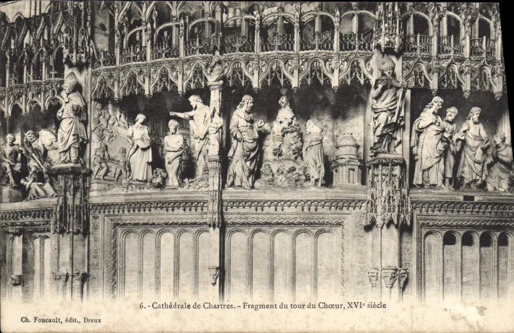 Catedral de Chartres — Fragmento do torno do Coro, século XVI — Ch. Foucault, editor, Dreux - Frente
