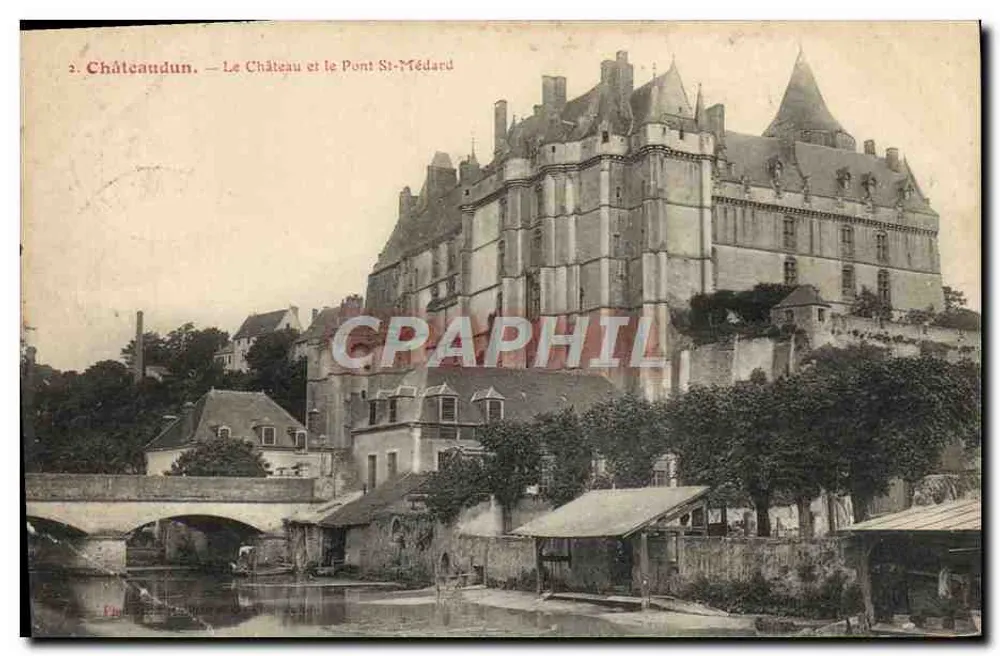 Châteaudun — Schloss und Brücke Saint-Médard — Unbekannter Verleger, Nr. 2 - Vorderseite