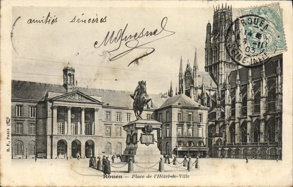 Rouen — Piazza del Palazzo di Città — B.F. Paris - Recto