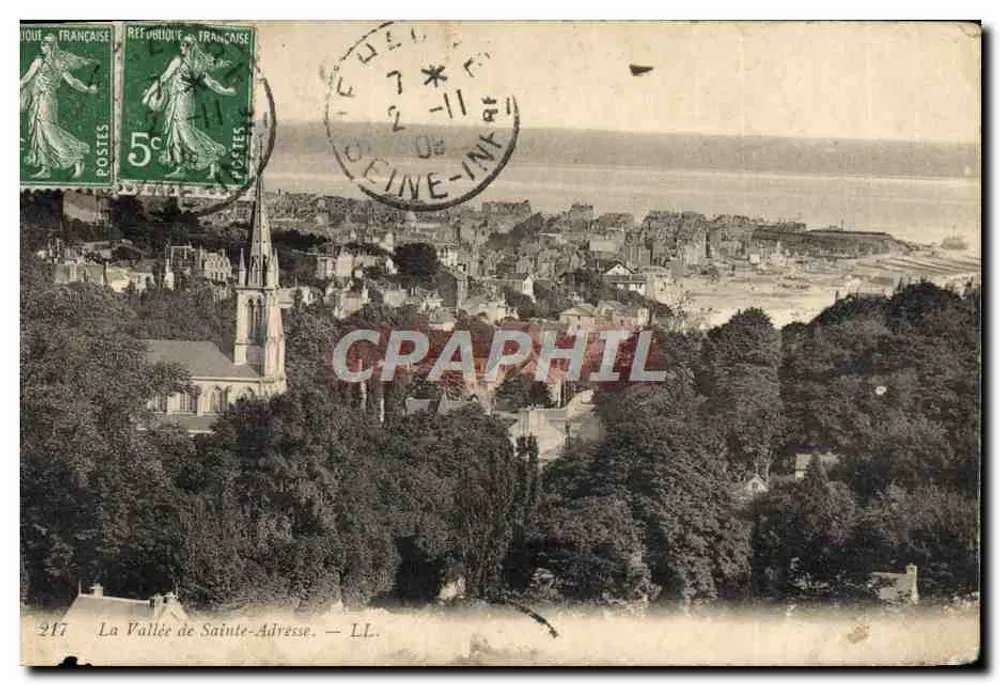 La Vallée de Sainte-Adresse — vue panoramique avec église et port — LL, n°217 - Frente