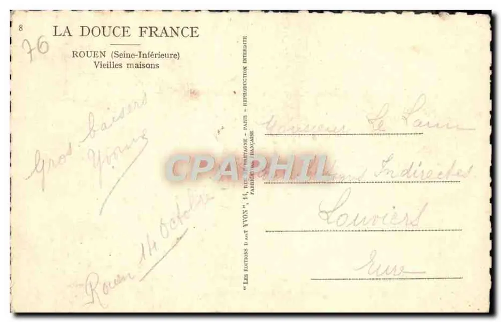 Rouen — Velhas casas — Yvon - Verso