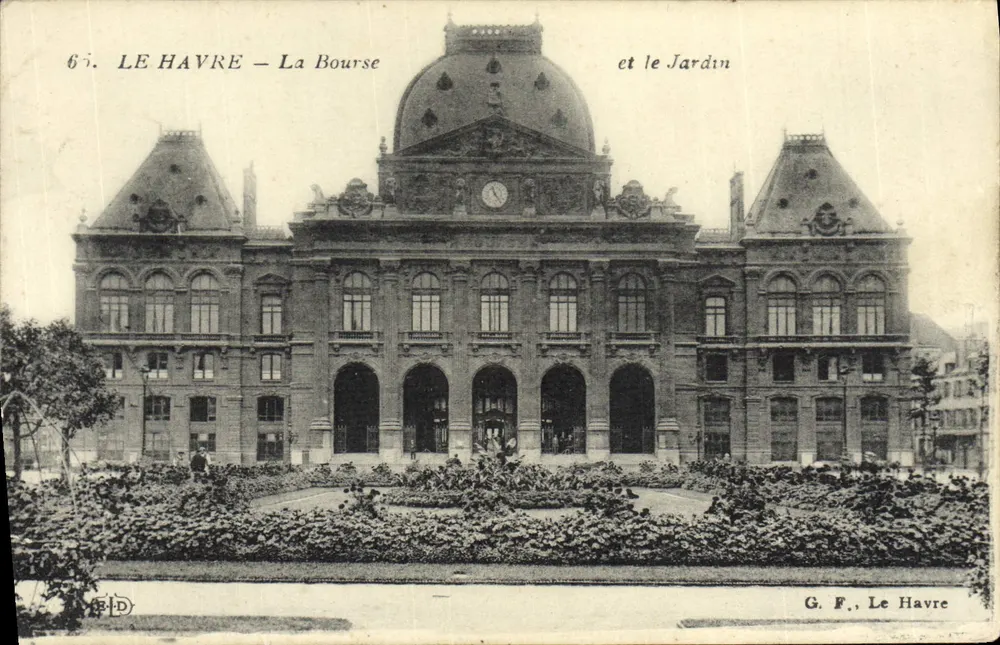 Le Havre — La Borsa e il Giardino — G. F., Le Havre - Recto