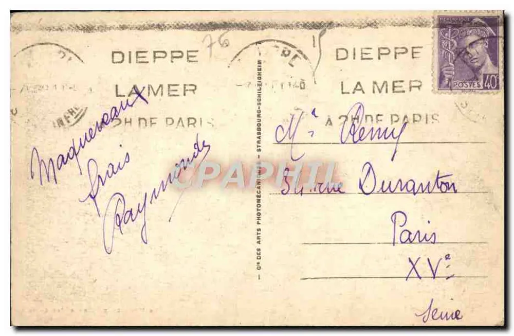 Dieppe — La Halle au poisson und die Kai — LL 105, Verlag Maquereaux Frères - Rückseite