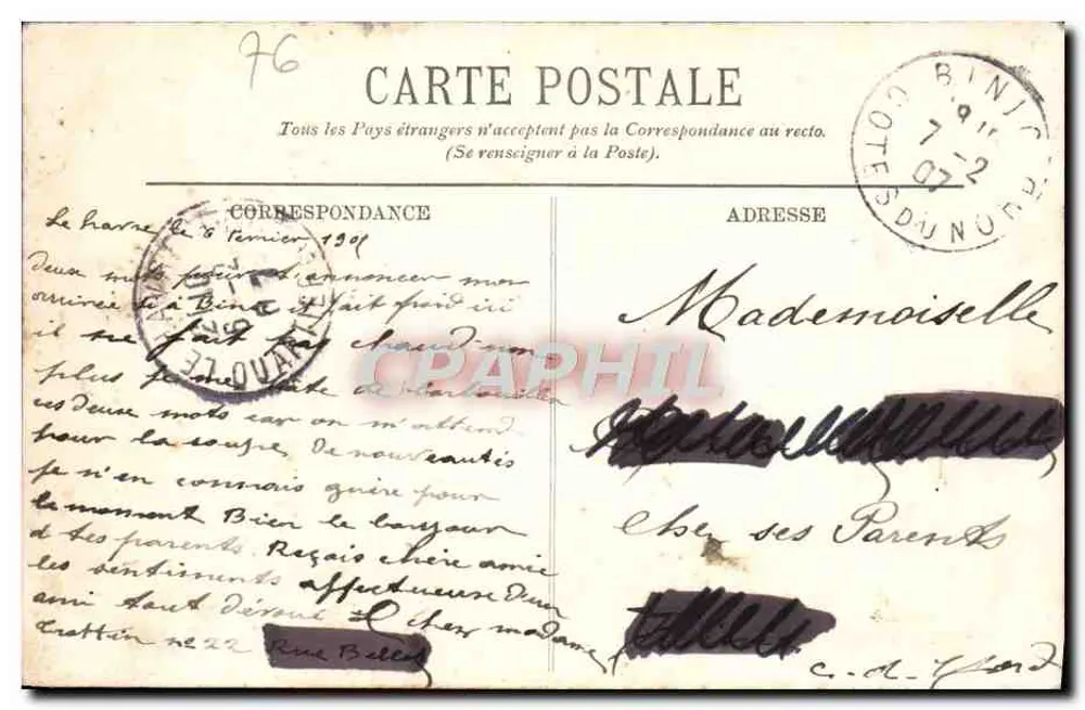 Le Havre — Vale de Sainte-Adresse — LL. — n°217 - Verso
