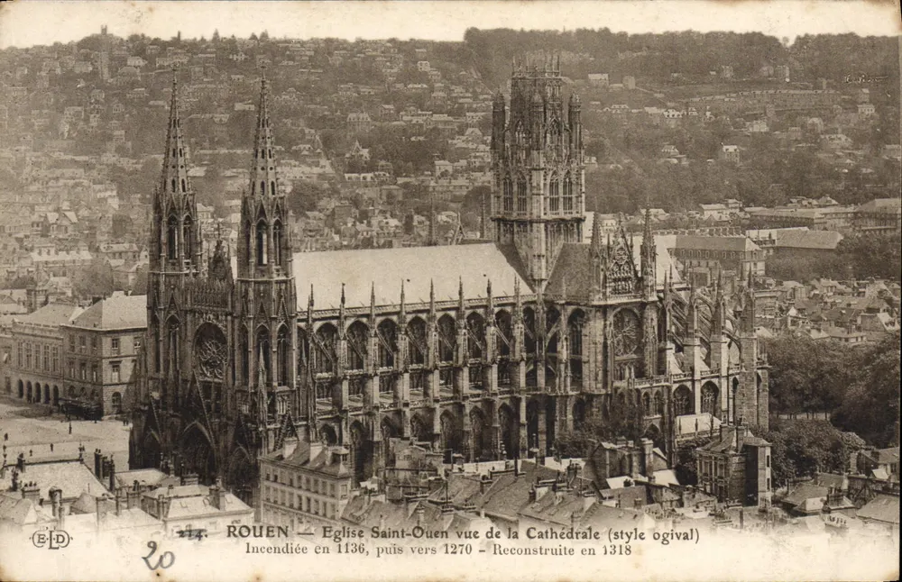 Rouen — Kirche Saint-Ouen aus Sicht der Kathedrale (ogivaler Stil) - Vorderseite