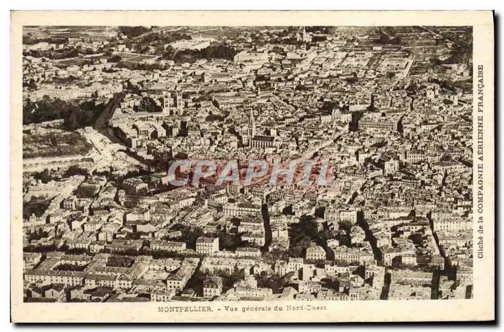 Montpellier — Vista geral do Noroeste — Cliché da Compagnia Aérea Francesa - Frente