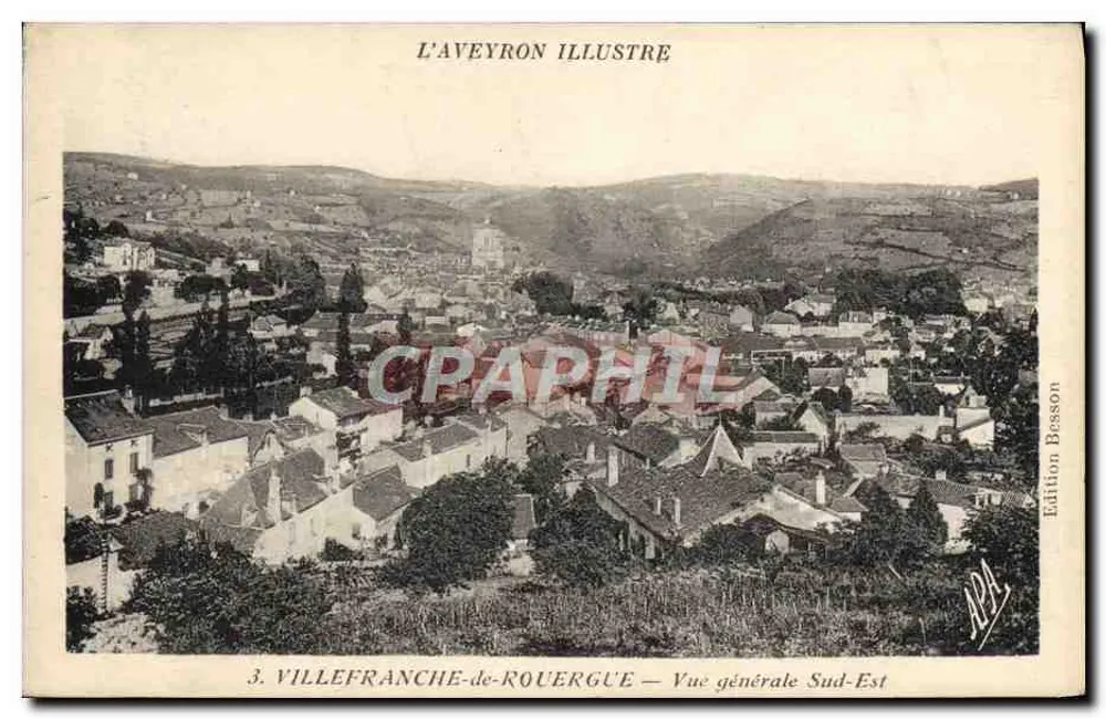 Villefranche-de-Rouergue — Allgemeiner Blick nach Südosten — L'Aveyron Illustré, Edition Besson - Vorderseite