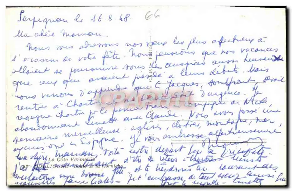 Cap Fréhel — visão da costa — editor La Côte Vermeille, n°66 - Verso