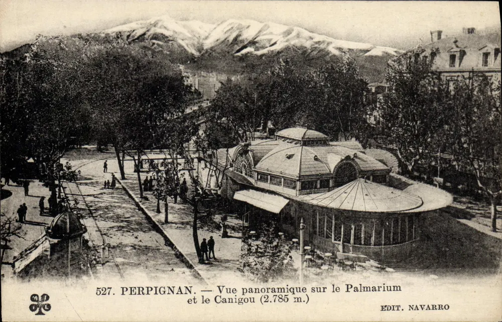 Perpignan — Panoramablick auf das Palmarium und den Canigou (2.785 m.) — Edit. Navarro, Nr. 527 - Vorderseite