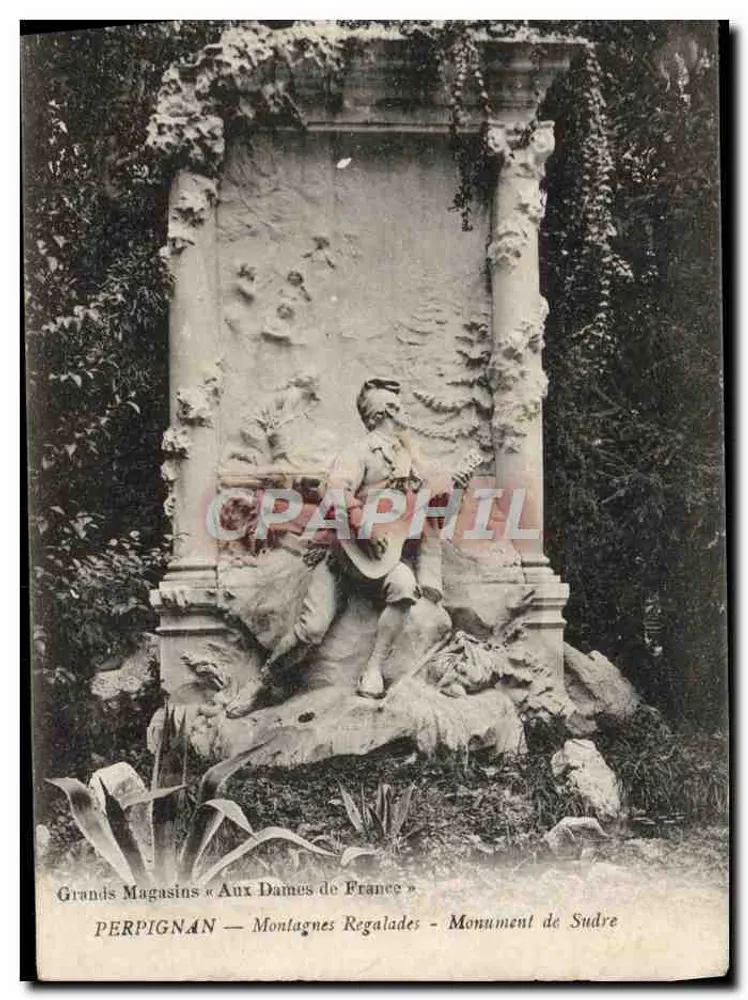 Perpignan — Regalades-Berge — Denkmal von Sudre — Große Geschäfte « Aux Dames de France » - Vorderseite