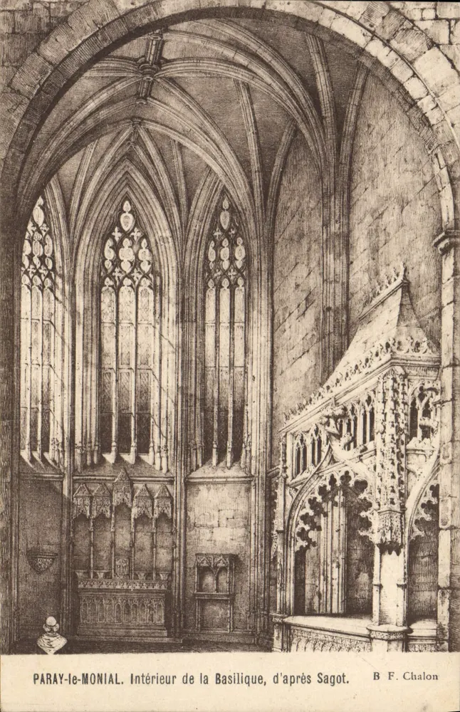 Paray-le-Monial — Innenansicht der Basilika, nach Sagot — B. F. Chalon - Vorderseite