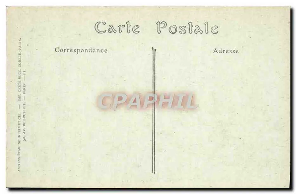 Soissons 1918 — Ansicht der Rue de Bauton in Richtung Zivilgericht — G. Lacour - Rückseite