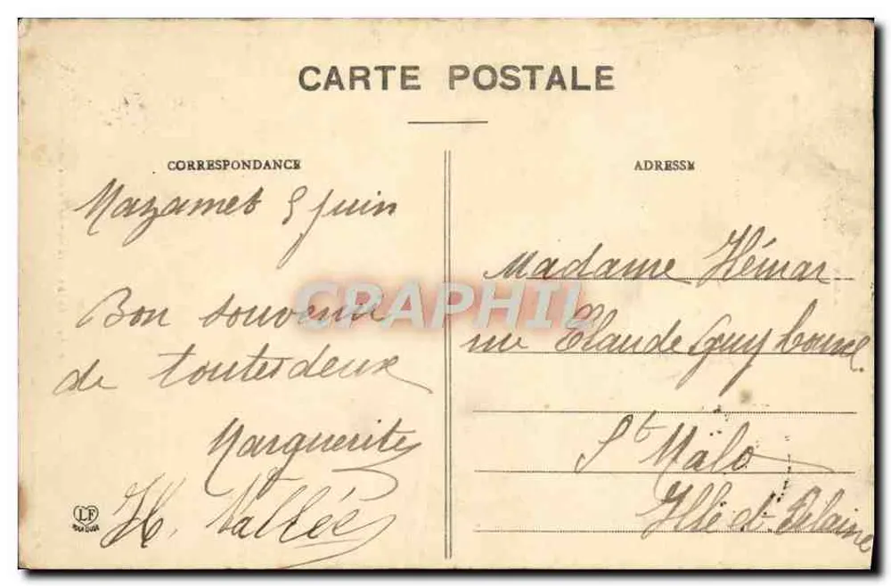 La Cascade et Vallée de Linouvre, près Mazamet — Le Tans — Phototype Labouvre Frères, Toulouse, n° 220 - Rückseite