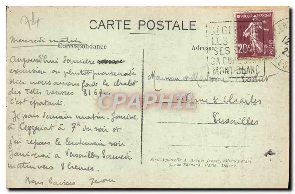 Saint-Gervais-les-Bains — Die Fee-Stein — Simei-Aquarelle & Bréger Frères - Rückseite
