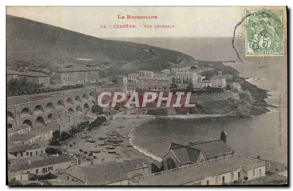 Cerbère — Vista Geral — Editor: L. Roussillon, n°54 - Frente