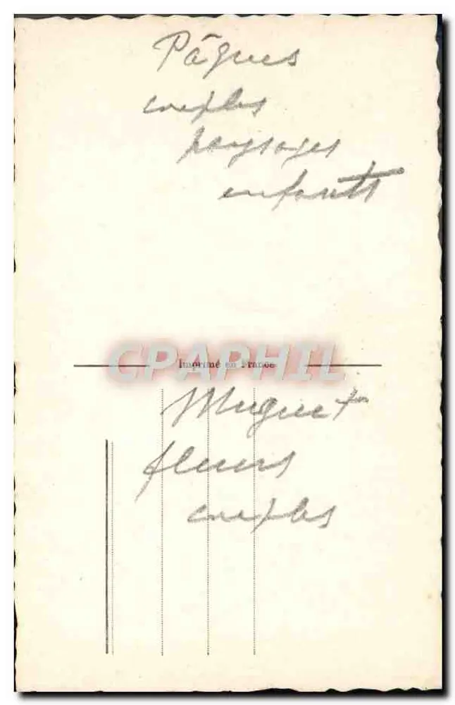 Pâques — village sous cerisiers en fleurs — J.C. n° 585/4 - Verso