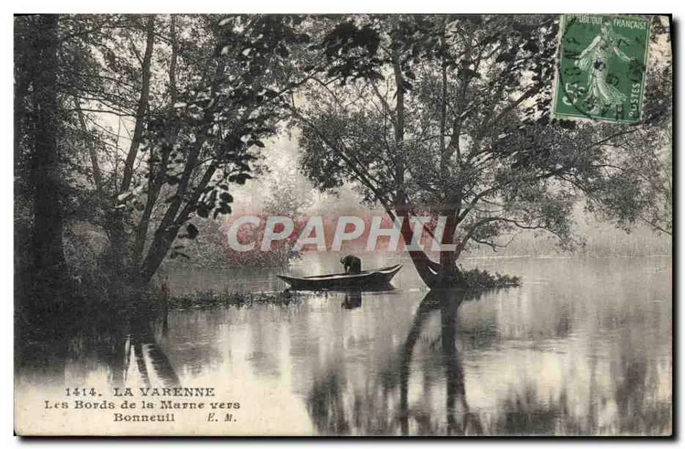 Die Ufer der Marne bei Bonneuille — La Varenne — E.M. n°1414 - Vorderseite