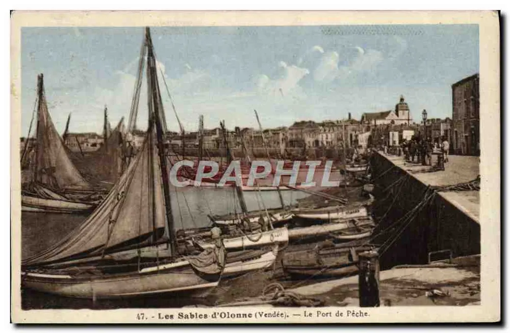 Les Sables-d'Olonne (Vendée) — O Porto de Pesca — Fototipia Jolly-Poujoulat, n°47 - Frente