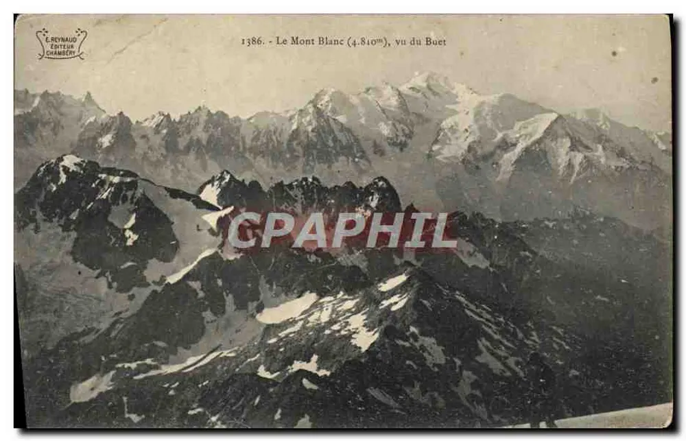 O Mont Blanc (4.810m), visto do Buet — E. Reynaud, Chambéry, n°1386 - Frente
