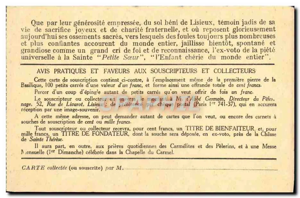 Interior da Basílica de Lisieux — desenho arquitetônico — n° 1741-37 - Verso